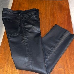 NWOT Zara Woman Premium Denim Collection waxed leather look sleek ankle jeans